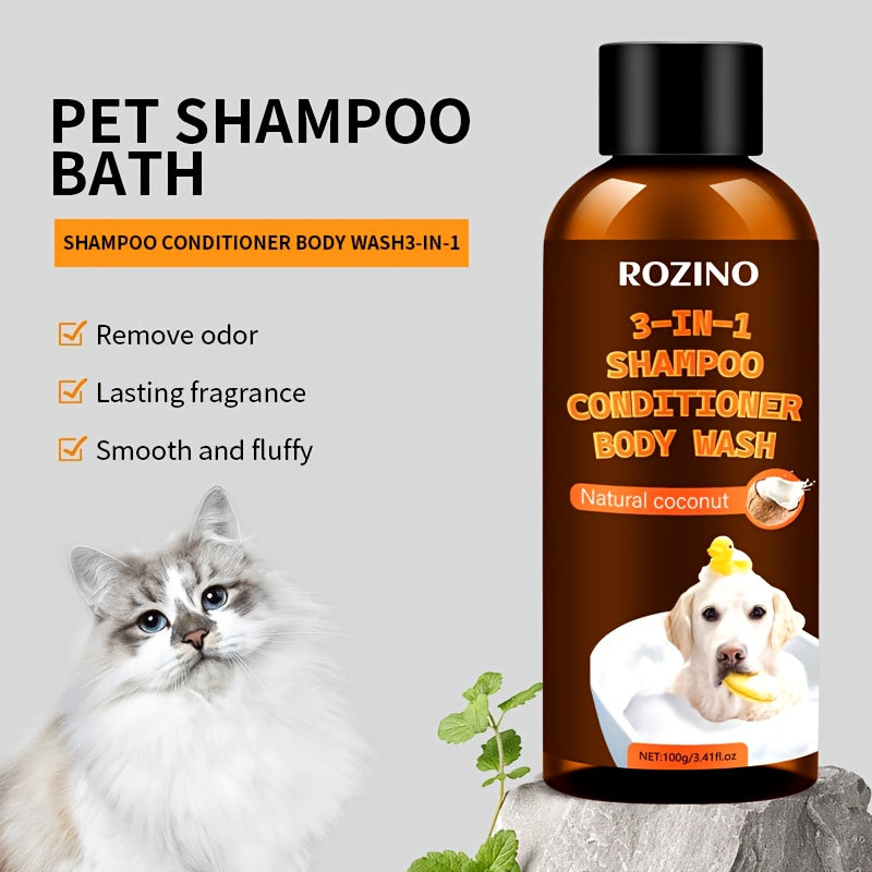 ROZINO 3-in-1 Pet Shampoo, Conditioner & Body Wash for Dogs, Cats & Puppies – Oatmeal Sensitive Skin Formula, Deep Cleansing, Moisturizing & Odor Eliminator – Professional Grooming Dog & cat Shampoo ( PACK OFF 2 )