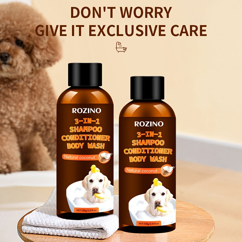 ROZINO 3-in-1 Pet Shampoo, Conditioner & Body Wash for Dogs, Cats & Puppies – Oatmeal Sensitive Skin Formula, Deep Cleansing, Moisturizing & Odor Eliminator – Professional Grooming Dog & cat Shampoo ( PACK OFF 2 )