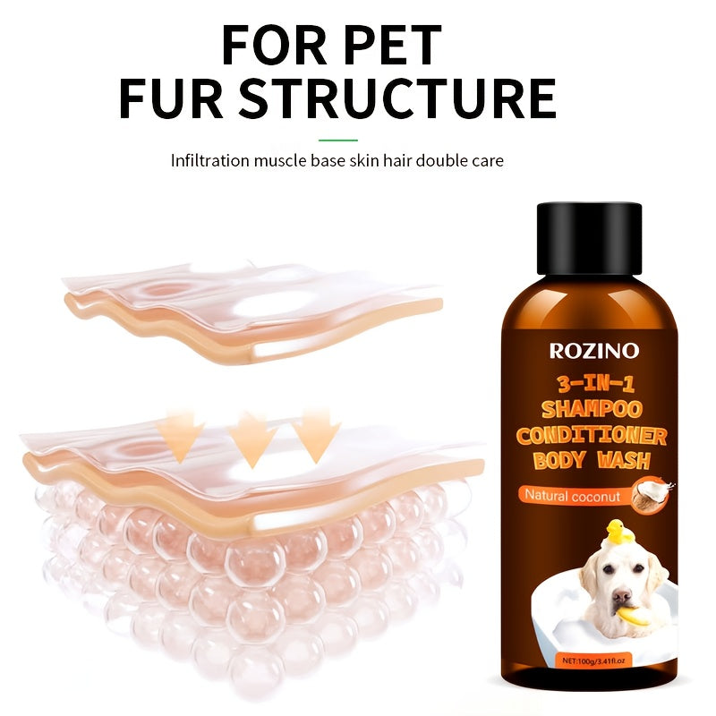 ROZINO 3-in-1 Pet Shampoo, Conditioner & Body Wash for Dogs, Cats & Puppies – Oatmeal Sensitive Skin Formula, Deep Cleansing, Moisturizing & Odor Eliminator – Professional Grooming Dog & cat Shampoo ( PACK OFF 2 )