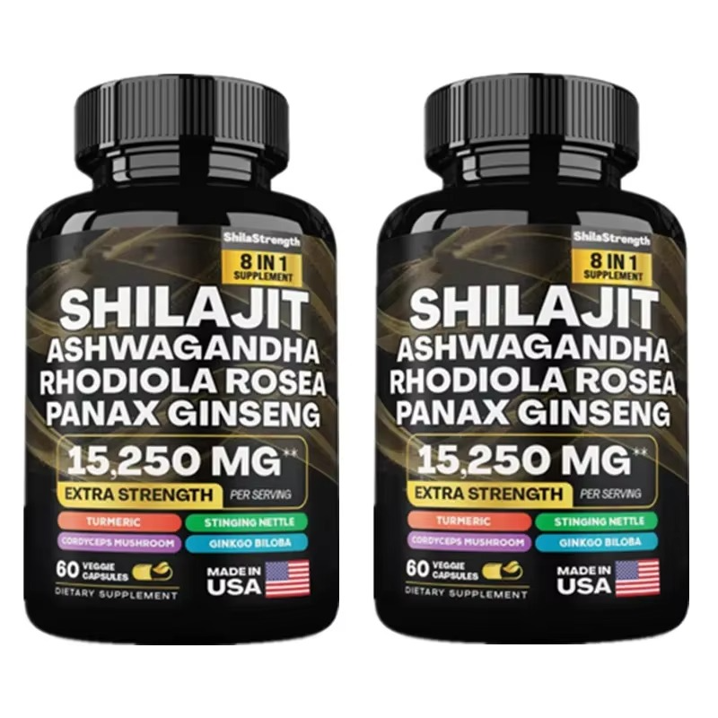 Premium Adaptogen Blend – Shilajit, Ashwagandha, Panax Ginseng & Rhodiola Rosea | Energy, Mood, Immunity & Strength Support | Ayurvedic Herbal Formula (60 Caps)