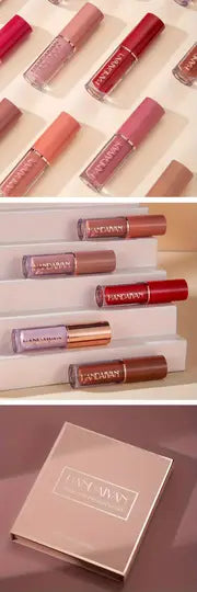 12 Colors Matte & Glossy Liquid Lipstick Set – Book Style Gift Kit for Women & Girls – Long Lasting Waterproof Lip Gloss with Nude, Pink, Red Shades, Non-Sticky, Transfer-Proof Lip Stain