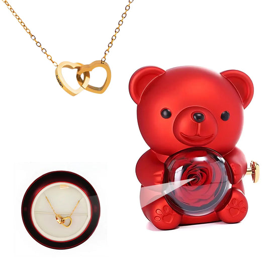 Rose Bear Eternal Rose & Heart Necklace®
