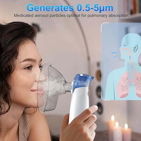 Portable Mesh Nebulizer Ultra-Compact Handheld Nebulizer Machine for Adults & Kids, Rechargeable Battery-Powered Respiratory Relief