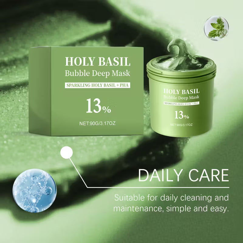 Holy Basil Bubble Deep Mask – Holy Basil & Carbonated Water for Cleansing Pores & Blackheads