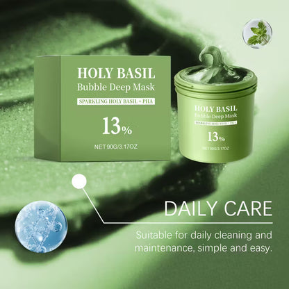Holy Basil Bubble Deep Mask – Holy Basil & Carbonated Water for Cleansing Pores & Blackheads