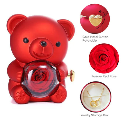 Rose Bear Eternal Rose & Heart Necklace®