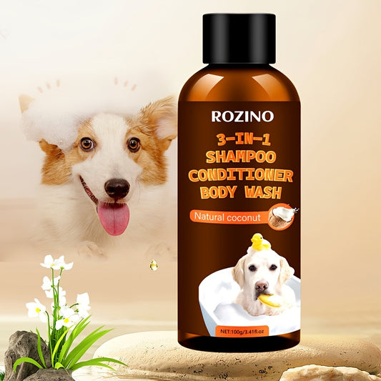 ROZINO 3-in-1 Pet Shampoo, Conditioner & Body Wash for Dogs, Cats & Puppies – Oatmeal Sensitive Skin Formula, Deep Cleansing, Moisturizing & Odor Eliminator – Professional Grooming Dog & cat Shampoo ( PACK OFF 2 )